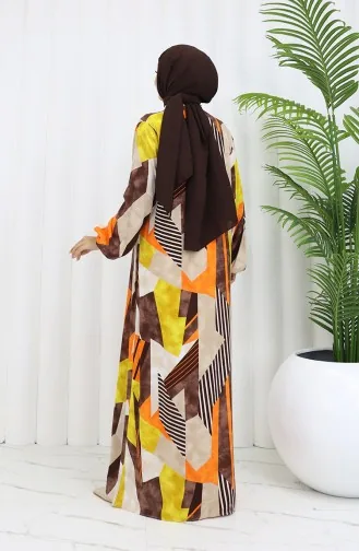 Viscose Fabric Buttoned Dress 0051-02 Orange Brown 0051-02