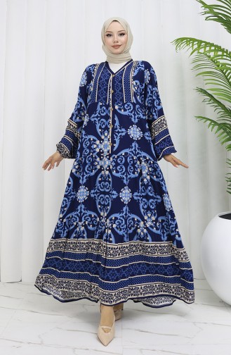 Dunkelblau Hijab Kleider 0052-01