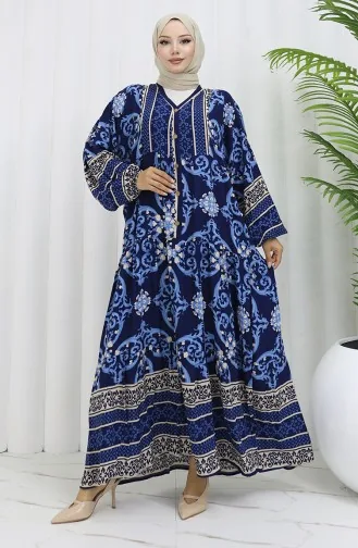 Viscose Stof Half Geknoopt Patroon Jurk 0052-01 Marineblauw 0052-01