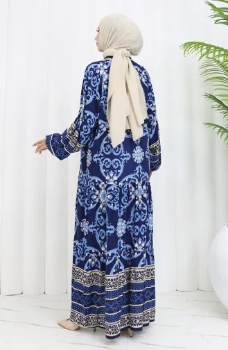 Viscose Stof Half Geknoopt Patroon Jurk 0052-01 Marineblauw 0052-01