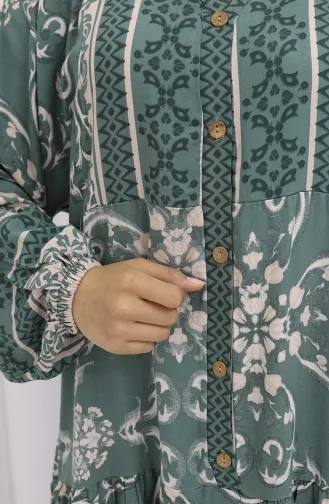 Viscose Stof Half Geknoopt Patroon Jurk 0052-04 Amandelgroen 0052-04