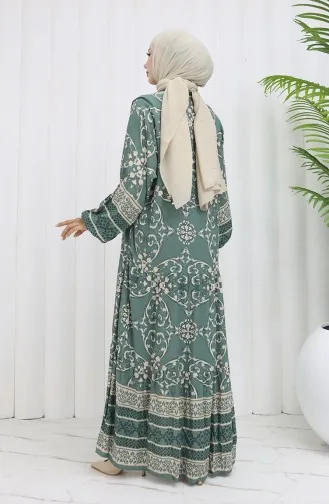 Viscose Stof Half Geknoopt Patroon Jurk 0052-04 Amandelgroen 0052-04