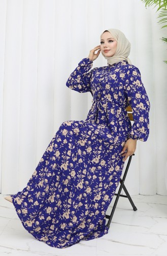 Navy Blue Hijab Dress 0053-02