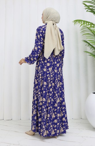 Navy Blue Hijab Dress 0053-02