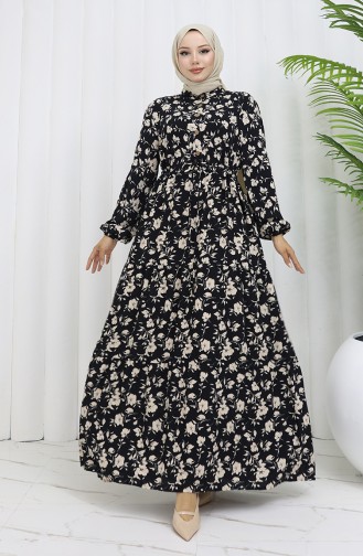 Schwarz Hijab Kleider 0053-04