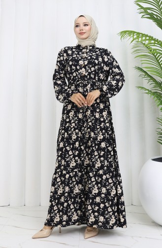Schwarz Hijab Kleider 0053-04