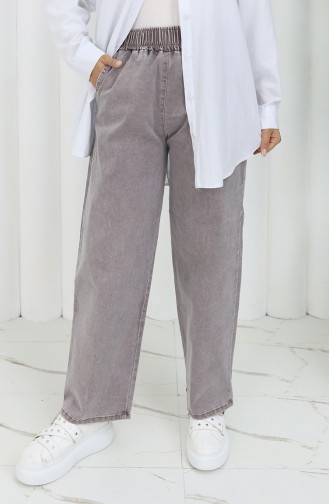 Beli Lastikli Kot Pantolon 9633-01 Gül Kurusu