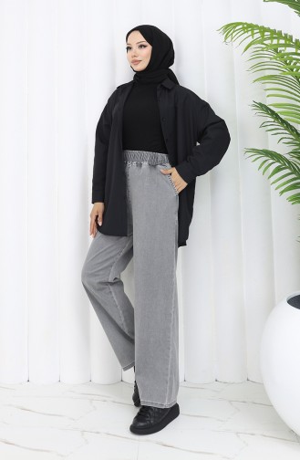 Beli Lastikli Kot Pantolon 9633-02 Füme