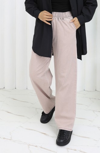 Beli Lastikli Kot Pantolon 9633-03 Pudra