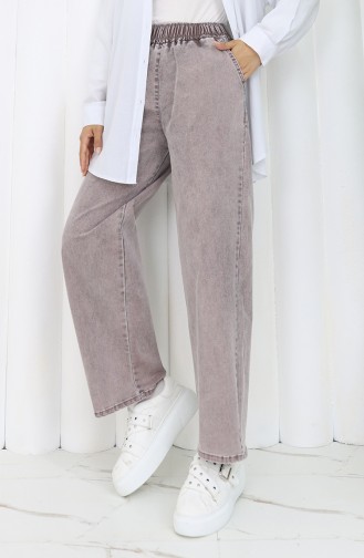 Beli Lastikli Kot Pantolon 9633-04 Açık Gül Kurusu