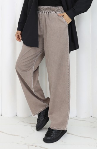Elastic Waist Jeans 9633-07 Light Brown 9633-07