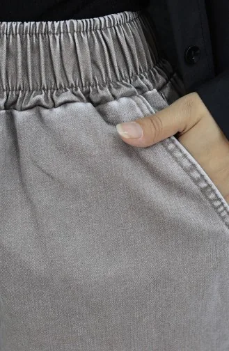 Beli Lastikli Kot Pantolon 9633-07 Açık Kahve