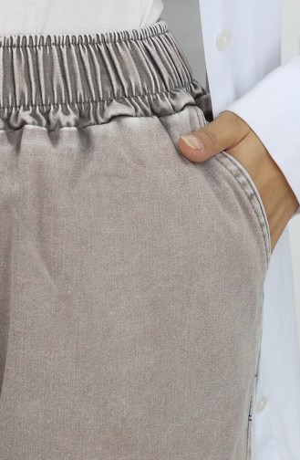 Beli Lastikli Kot Pantolon 9633-08 Sütlü kahve