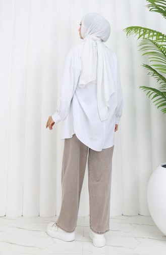 Beli Lastikli Kot Pantolon 9633-08 Sütlü kahve