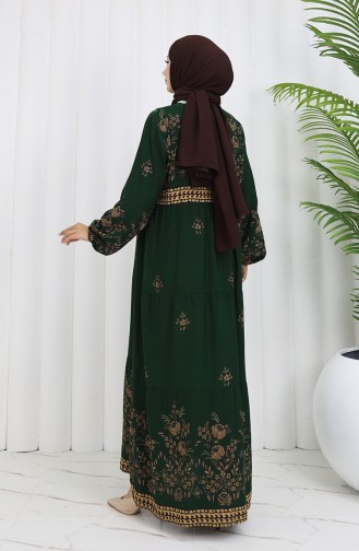 Großes Viskosekleid Mit Blumenmuster 4084-06 Smaragdgrün 4084-06