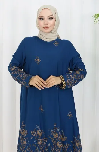 Tunique En Viscose à Motifs Floraux 1004-01 Indigo 1004-01