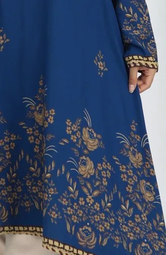 Tunique En Viscose à Motifs Floraux 1004-01 Indigo 1004-01