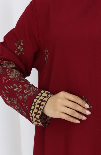 Viskon Kumaş Çiçekli Desenli Tunik 1004-02 Bordo