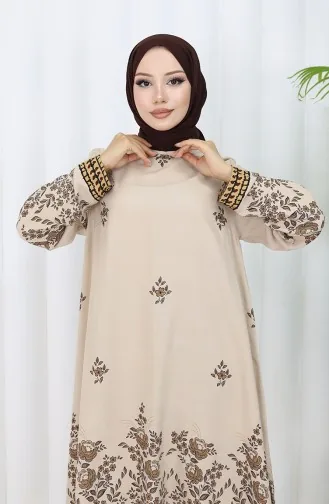 Viscose Stof Bloemenmotief Tuniek 1004-04 Mink 1004-04