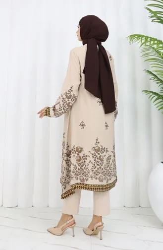 Viscose Stof Bloemenmotief Tuniek 1004-04 Mink 1004-04