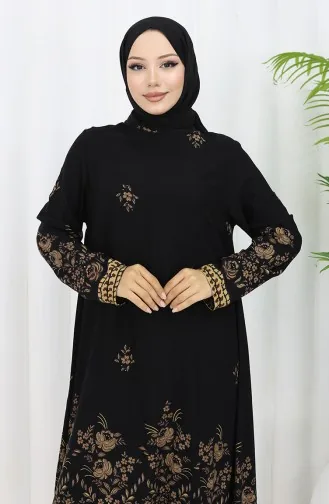 Tunique En Viscose à Motifs Floraux 1004-05 Noir 1004-05