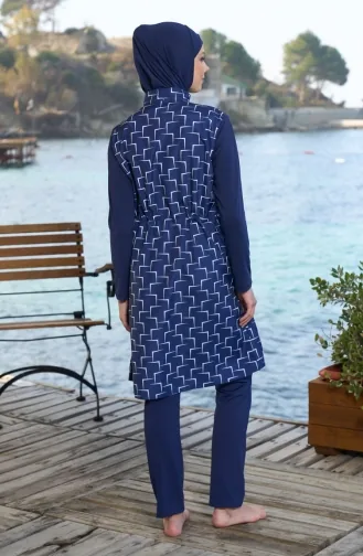 Badeanzug Mit Vollständig Bedecktem Hijab 25944-01 Marineblau 25944-01