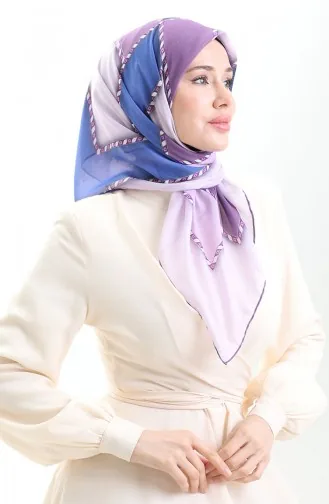 Geometric Patterned Scarf 70293-02 Purple Lilac 70293-02