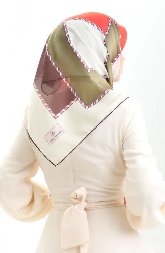 Geometrik Desenli Eşarp 70293-03 Oranj Haki