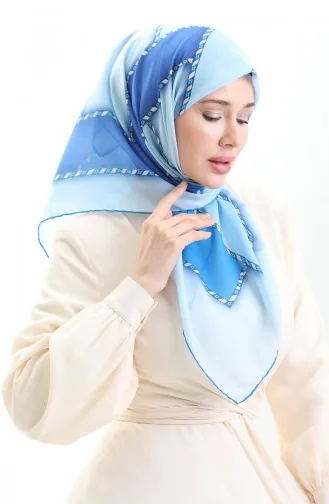 Geometric Patterned Scarf 70293-05 Blue Indigo 70293-05