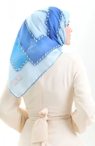Geometric Patterned Scarf 70293-05 Blue Indigo 70293-05