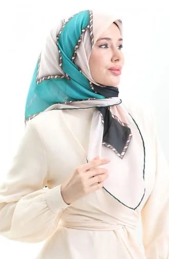 Geometrik Desenli Eşarp 70293-06 Siyah Yeşil