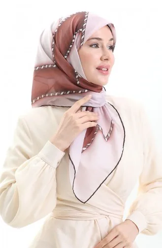 Geometrik Desenli Eşarp 70293-08 Pudra Kahverengi