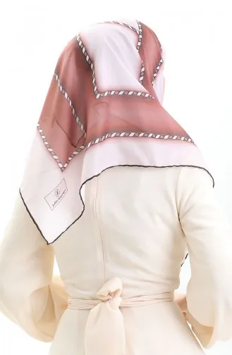 Geometrik Desenli Eşarp 70293-08 Pudra Kahverengi