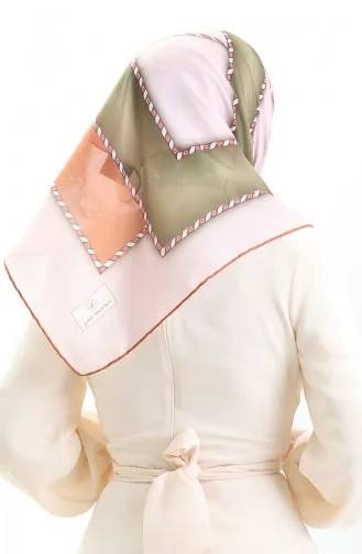 Geometrik Desenli Eşarp 70293-09 Sütlü kahve Haki