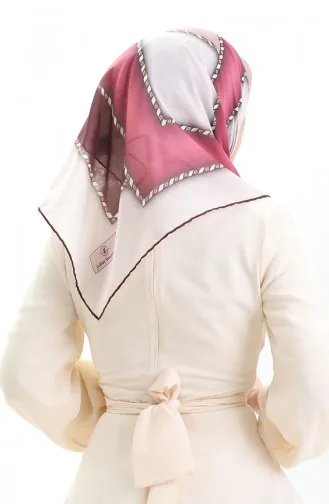 Geometrik Desenli Eşarp 70293-10 Mürdüm Vizon