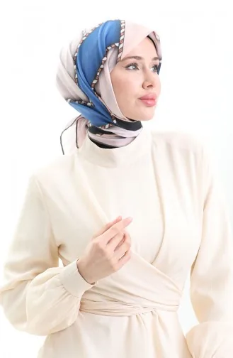 Geometrik Desenli Eşarp 70293-11 Siyah İndigo