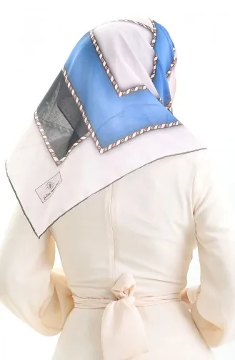 Geometrik Desenli Eşarp 70293-11 Siyah İndigo