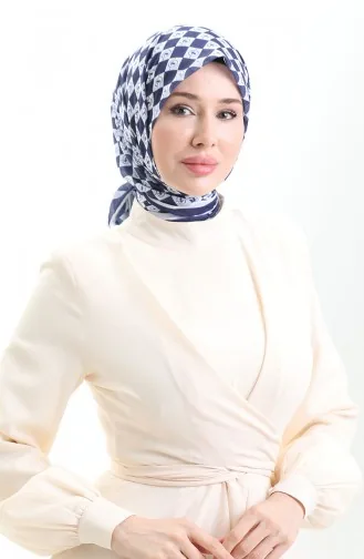 Zachte Sjaal Met Patroon 70294-11 Marineblauw 70294-11