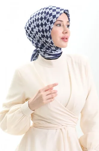 Zachte Sjaal Met Patroon 70294-11 Marineblauw 70294-11