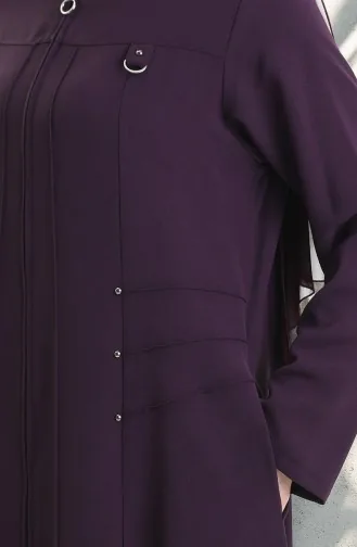 Plus Size Abaya Met Metalen Kralen En Rits 6148-03 Pruim 6148-03