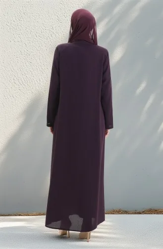 Plus Size Abaya Met Metalen Kralen En Rits 6148-03 Pruim 6148-03