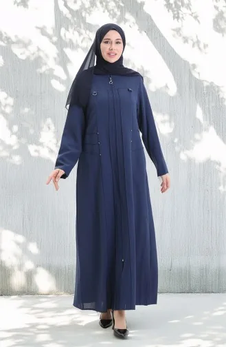 Abaya Met Metalen Kralen En Rits In Grote Maten 6148-04 Indigo 6148-04