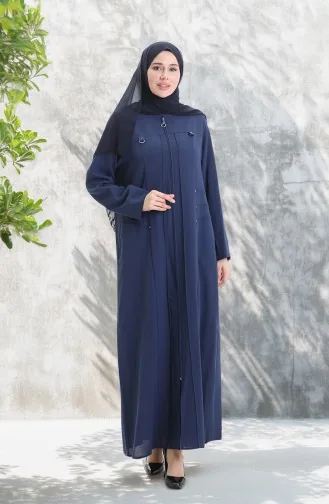 Abaya Met Metalen Kralen En Rits In Grote Maten 6148-04 Indigo 6148-04