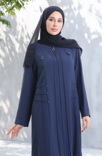 Abaya Met Metalen Kralen En Rits In Grote Maten 6148-04 Indigo 6148-04