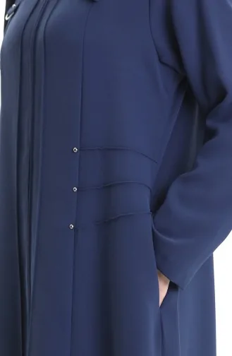Abaya Met Metalen Kralen En Rits In Grote Maten 6148-04 Indigo 6148-04