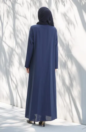 Abaya Met Metalen Kralen En Rits In Grote Maten 6148-04 Indigo 6148-04