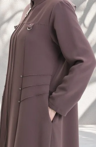 Übergröße Abaya Mit Metallperlen Und Reißverschluss 6148-07 Nerz 6148-07