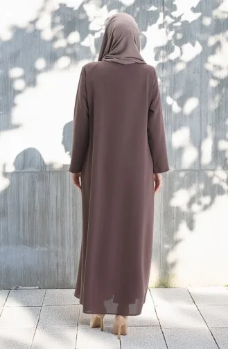 Übergröße Abaya Mit Metallperlen Und Reißverschluss 6148-07 Nerz 6148-07