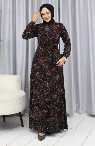 Viscose Stof Bloemenmotief Jurk 4070-01 Zwart 4070-01