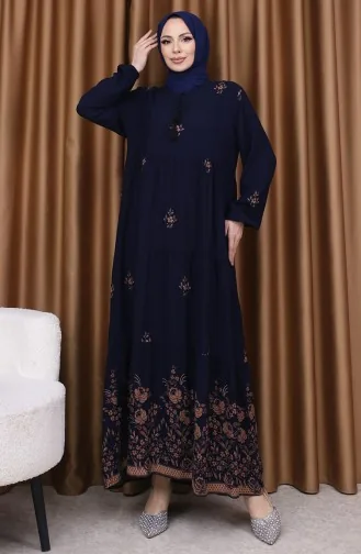 Printed Viscose Dress 4083-04 Navy Blue 4083-04
